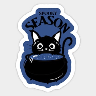 Spooky Cauldron Cat Sticker